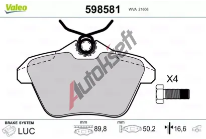 VALEO Sada brzdovch destiek kotouov brzdy VA 598581, 598581