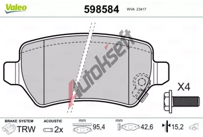 VALEO Sada brzdovch destiek kotouov brzdy VA 598584, 598584