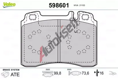 VALEO Sada brzdovch destiek kotouov brzdy VA 598601, 598601