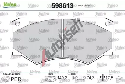 VALEO Sada brzdovch destiek kotouov brzdy VA 598613, 598613