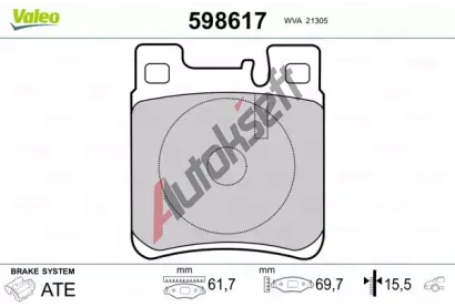 VALEO Sada brzdovch destiek kotouov brzdy VA 598617, 598617