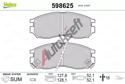 VALEO Sada brzdovch destiek kotouov brzdy VA 598625, 598625