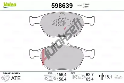 VALEO Sada brzdových destiček kotoučové brzdy VA 598639, 598639 VALEO Sada brzdových destiček kotoučové brzdy VA 598639, 598639