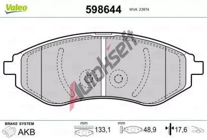 VALEO Sada brzdovch destiek kotouov brzdy VA 598644, 598644