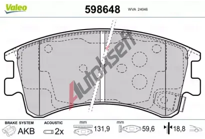 VALEO Sada brzdovch destiek kotouov brzdy VA 598648, 598648