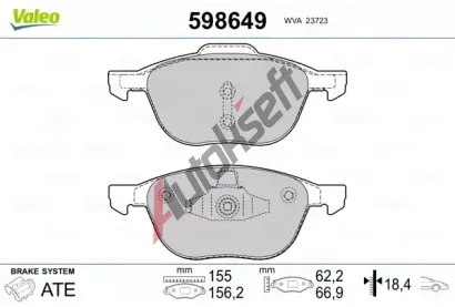 VALEO Sada brzdovch destiek kotouov brzdy VA 598649, 598649