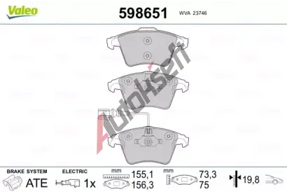 VALEO Sada brzdovch destiek kotouov brzdy VA 598651, 598651