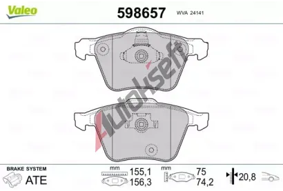 VALEO Sada brzdovch destiek kotouov brzdy VA 598657, 598657