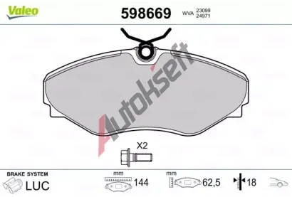 VALEO Sada brzdovch destiek kotouov brzdy VA 598669, 598669