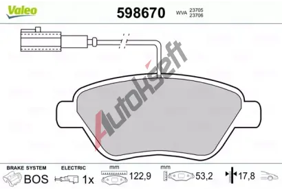 VALEO Sada brzdovch destiek kotouov brzdy VA 598670, 598670