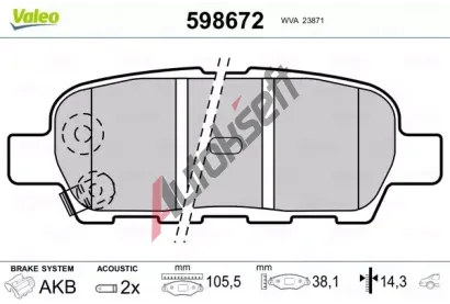 VALEO Sada brzdovch destiek kotouov brzdy VA 598672, 598672