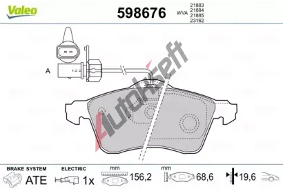 VALEO Sada brzdovch destiek kotouov brzdy VA 598676, 598676