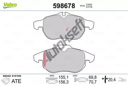VALEO Sada brzdovch destiek kotouov brzdy VA 598678, 598678