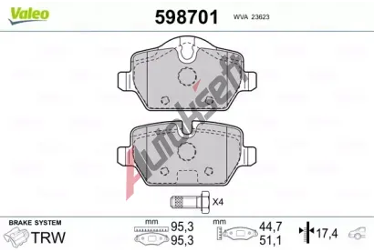 VALEO Sada brzdovch destiek kotouov brzdy VA 598701, 598701