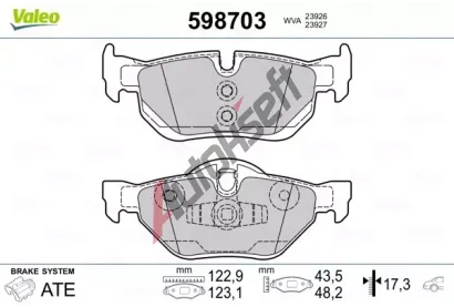 VALEO Sada brzdovch destiek kotouov brzdy VA 598703, 598703