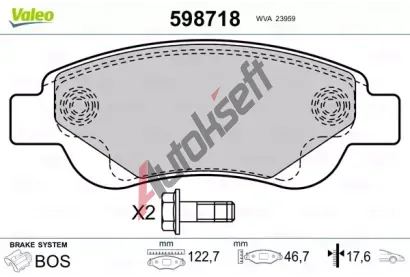 VALEO Sada brzdovch destiek kotouov brzdy VA 598718, 598718