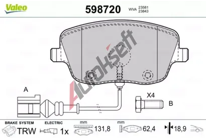 VALEO Sada brzdovch destiek kotouov brzdy VA 598720, 598720