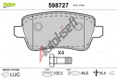 VALEO Sada brzdovch destiek kotouov brzdy VA 598727, 598727