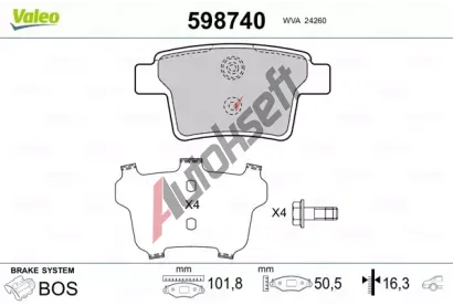 VALEO Sada brzdovch destiek kotouov brzdy VA 598740, 598740