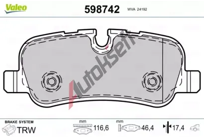 VALEO Sada brzdovch destiek kotouov brzdy VA 598742, 598742