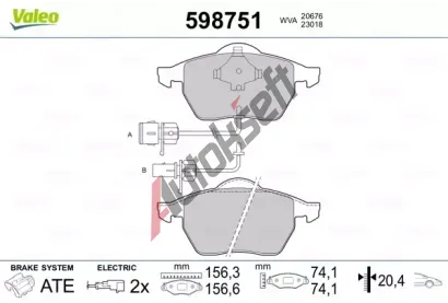 VALEO Sada brzdovch destiek kotouov brzdy VA 598751, 598751