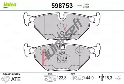 VALEO Sada brzdovch destiek kotouov brzdy VA 598753, 598753