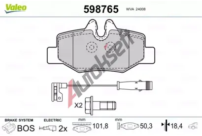 VALEO Sada brzdovch destiek kotouov brzdy VA 598765, 598765