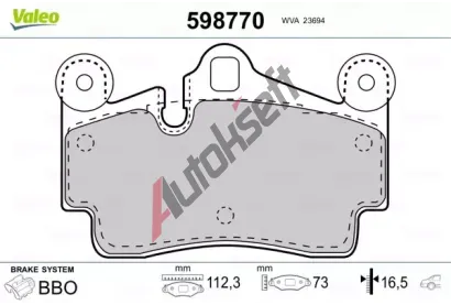 VALEO Sada brzdovch destiek kotouov brzdy VA 598770, 598770