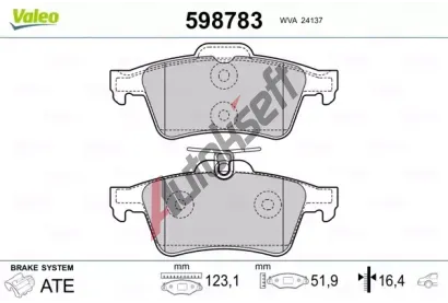 VALEO Sada brzdovch destiek kotouov brzdy VA 598783, 598783
