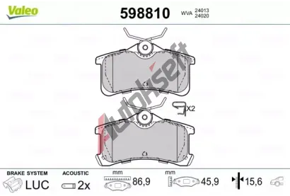 VALEO Sada brzdovch destiek kotouov brzdy VA 598810, 598810