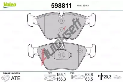 VALEO Sada brzdovch destiek kotouov brzdy VA 598811, 598811