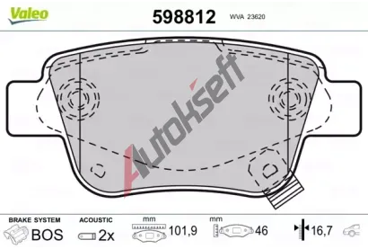 VALEO Sada brzdovch destiek kotouov brzdy VA 598812, 598812