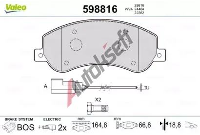 VALEO Sada brzdovch destiek kotouov brzdy VA 598816, 598816
