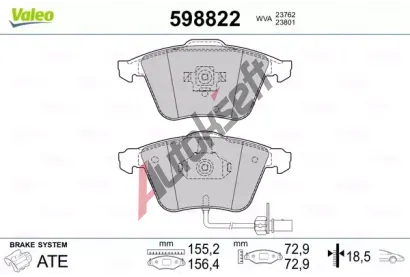 VALEO Sada brzdovch destiek kotouov brzdy VA 598822, 598822