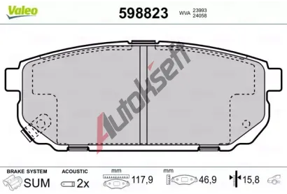 VALEO Sada brzdovch destiek kotouov brzdy VA 598823, 598823