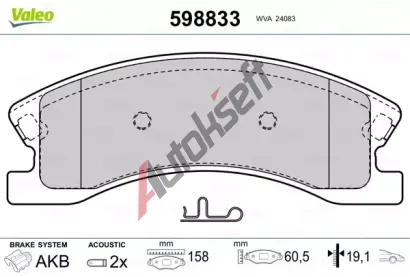 VALEO Sada brzdovch destiek kotouov brzdy VA 598833, 598833