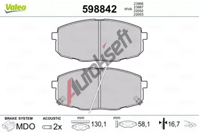 VALEO Sada brzdovch destiek kotouov brzdy VA 598842, 598842