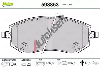 VALEO Sada brzdovch destiek kotouov brzdy VA 598853, 598853
