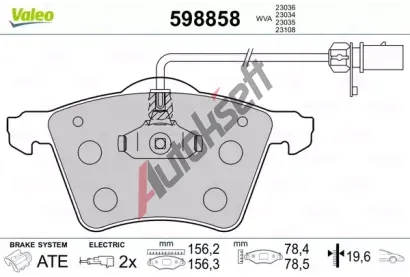VALEO Sada brzdových destiček kotoučové brzdy VA 598858, 598858  VALEO Sada brzdových destiček kotoučové brzdy VA 598858, 598858