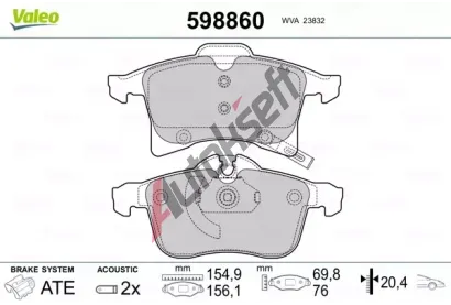 VALEO Sada brzdovch destiek kotouov brzdy VA 598860, 598860