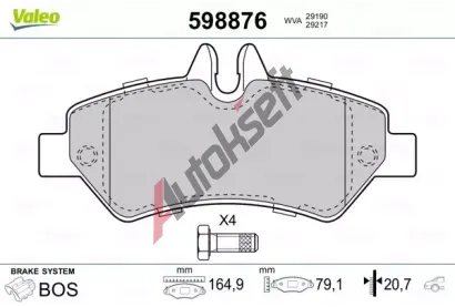 VALEO Sada brzdovch destiek kotouov brzdy VA 598876, 598876