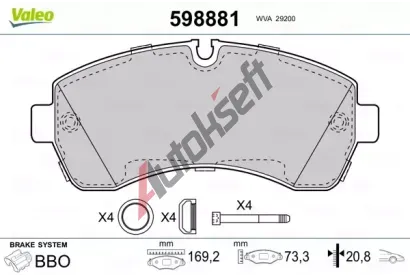VALEO Sada brzdovch destiek kotouov brzdy VA 598881, 598881