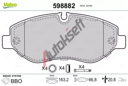 VALEO Sada brzdovch destiek kotouov brzdy VA 598882, 598882