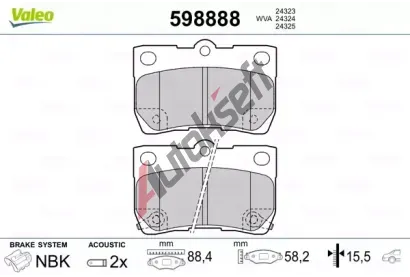 VALEO Sada brzdovch destiek kotouov brzdy VA 598888, 598888