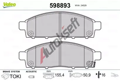 VALEO Sada brzdovch destiek kotouov brzdy VA 598893, 598893