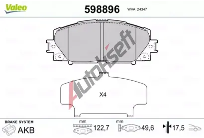 VALEO Sada brzdovch destiek kotouov brzdy VA 598896, 598896