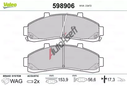 VALEO Sada brzdových destiček kotoučové brzdy VA 598906, 598906 VALEO Sada brzdových destiček kotoučové brzdy VA 598906, 598906