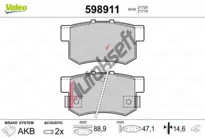 VALEO Sada brzdovch destiek kotouov brzdy VA 598911, 598911