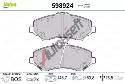 VALEO Sada brzdovch destiek kotouov brzdy VA 598924, 598924
