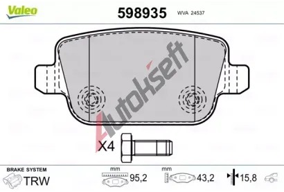 VALEO Sada brzdovch destiek kotouov brzdy VA 598935, 598935